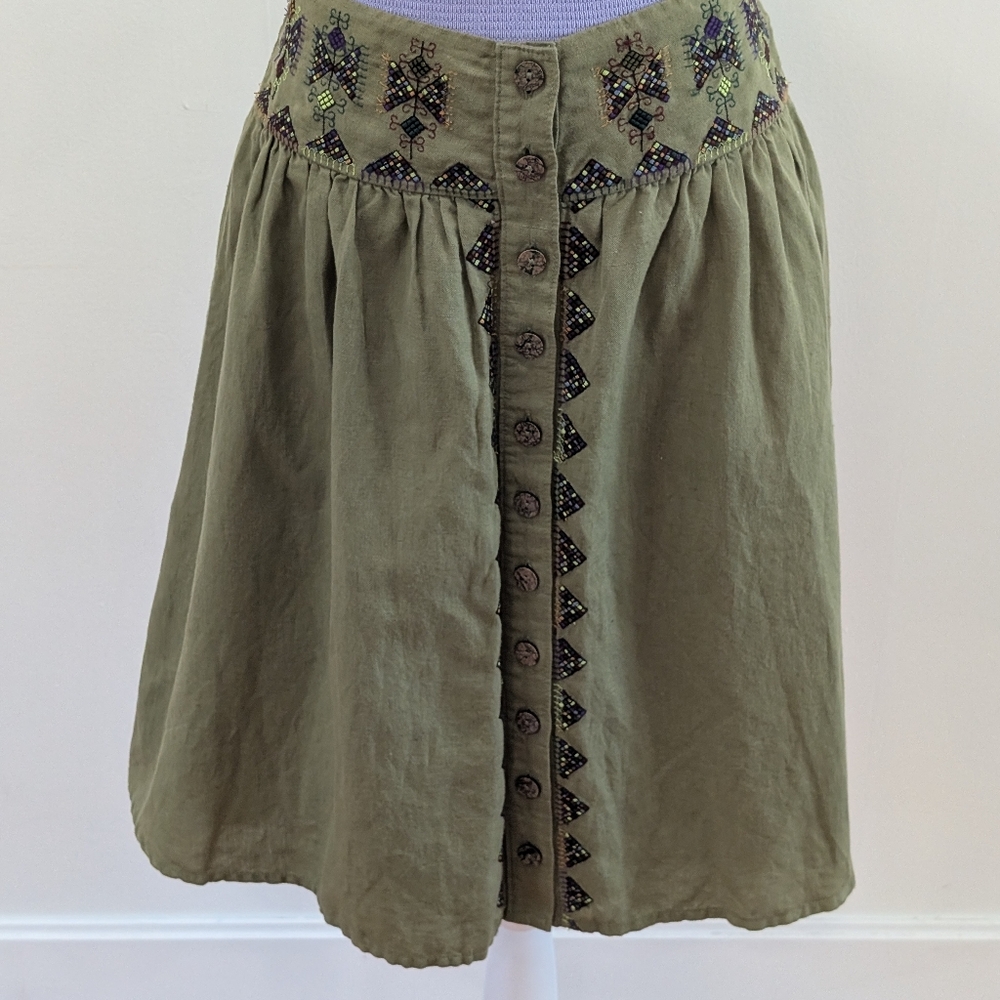 NWT - Maeve - Embroidered Utility Skirt